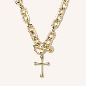 Victoria Emerson x Hi Sugarplum Grace Necklace Chunky Gold Cross Pendant